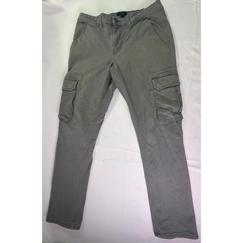 New Look Men Grey Cargo Pants Streetwear Retro Y2K‎ Slim Utility Trousers 32R